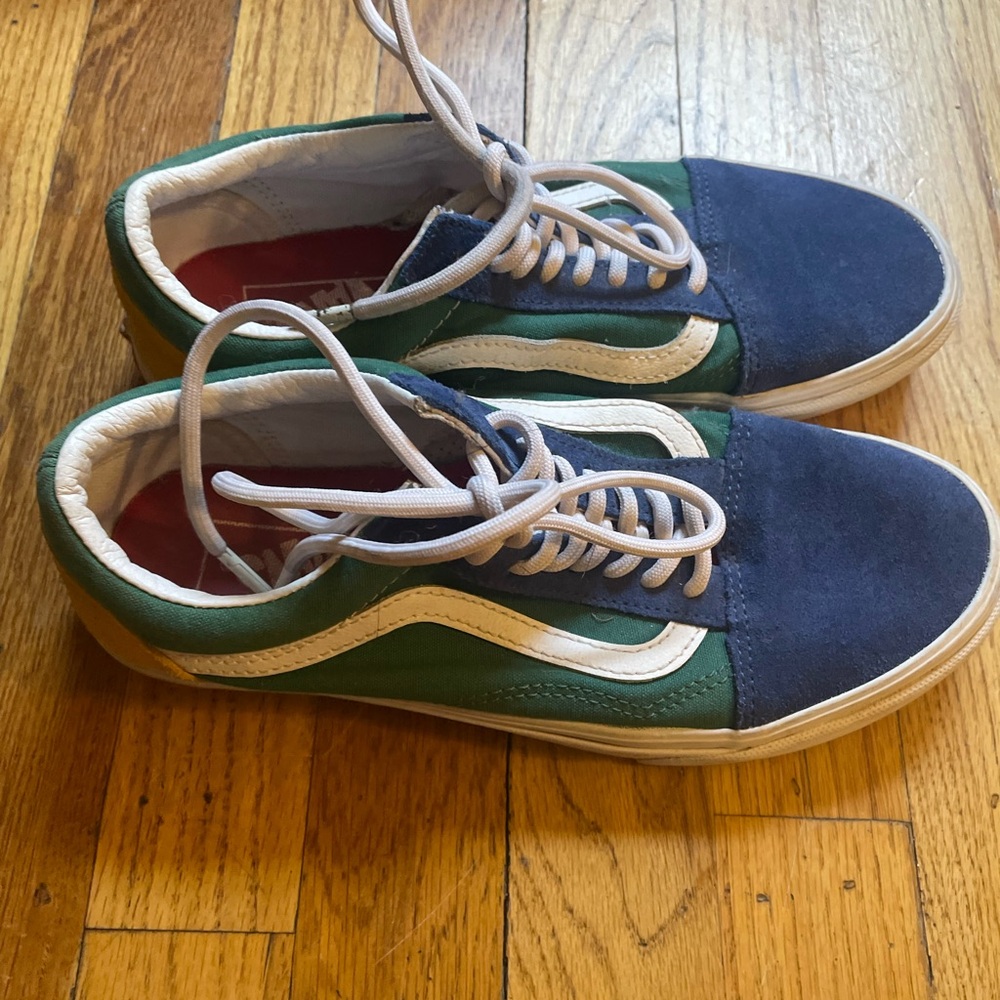 Vans suede Blue, Green, and Yellow Sneakers